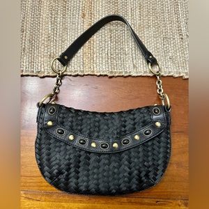 Cole Haan Village Weave Satin Studded Small Shoulder Bag Women’s Purse-EUC